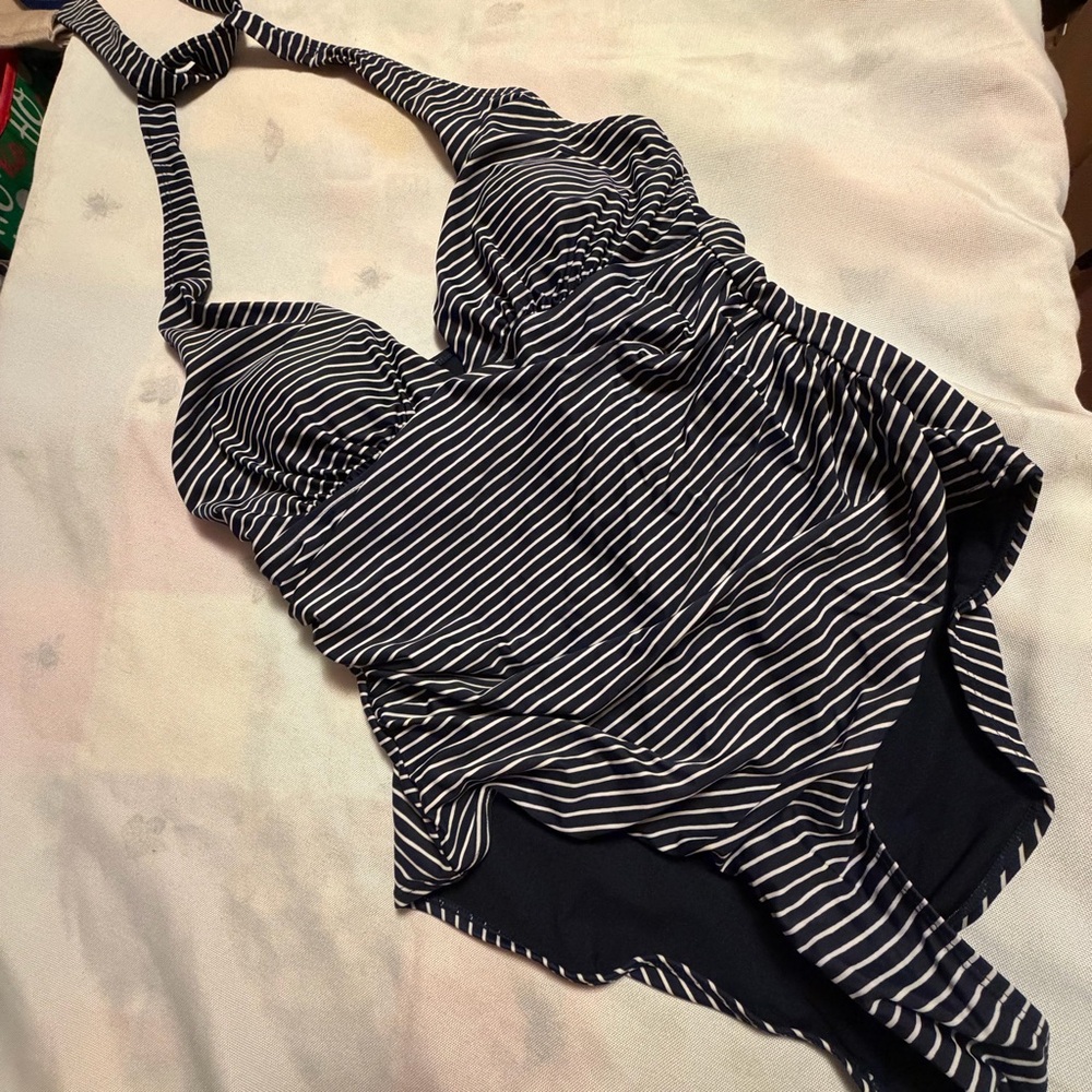 GAP Navy‎ and White Striped One-Piece Swimsuit